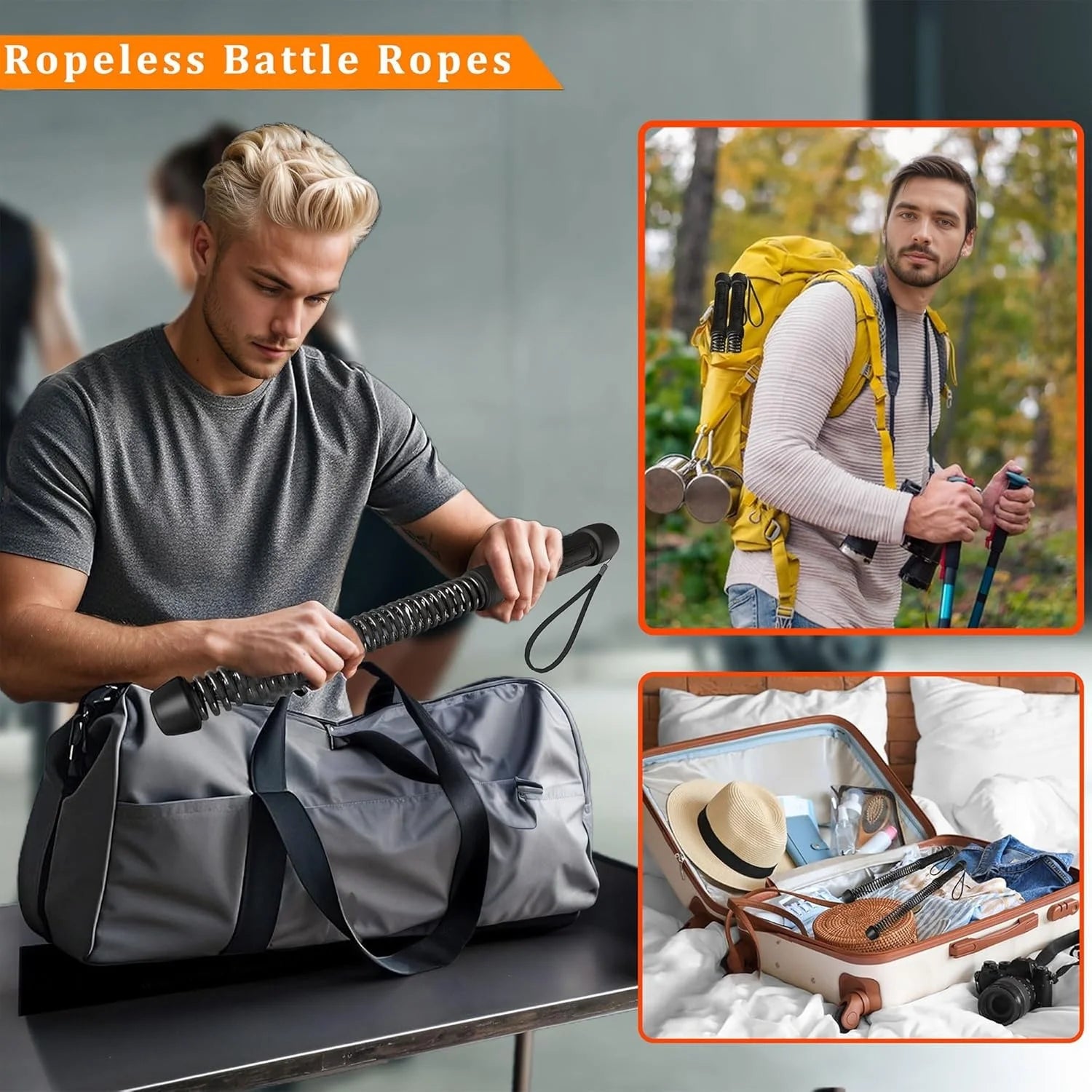 Ropeless Battle Ropes for Home Gym-Cordless Training Rope Fitness Equipment for Men & Women,Weighted Workout Ropes for Hiit,Vers